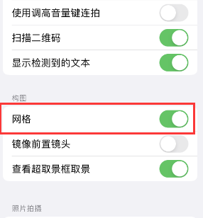 工布江达苹果手机维修网点分享iPhone如何开启九宫格构图功能 